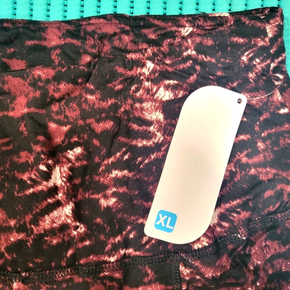 ShoSho Womens Yoga Sports Leggings Activewear  Tummy Control Wine Feather XL - Picture 6 of 8